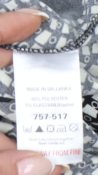 Next Women's Black White Geometric Wrap Dress Size 14