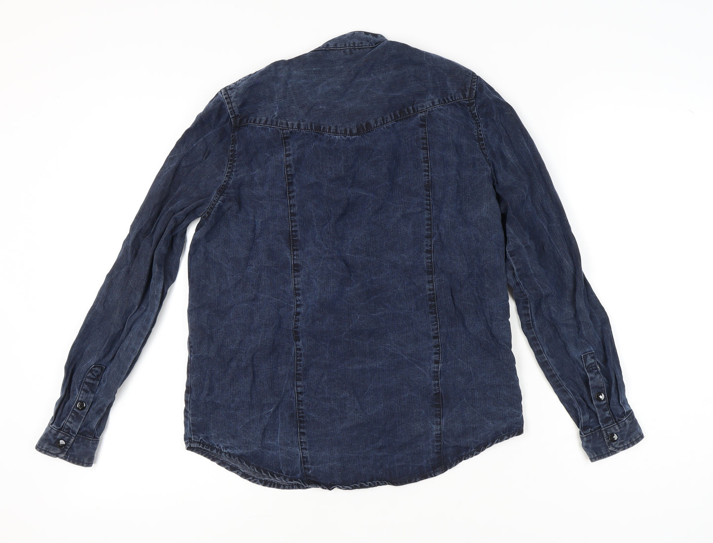 The Kooples Womens Blue Button-Up Shirt Size 10 Bow Detail Lyocell