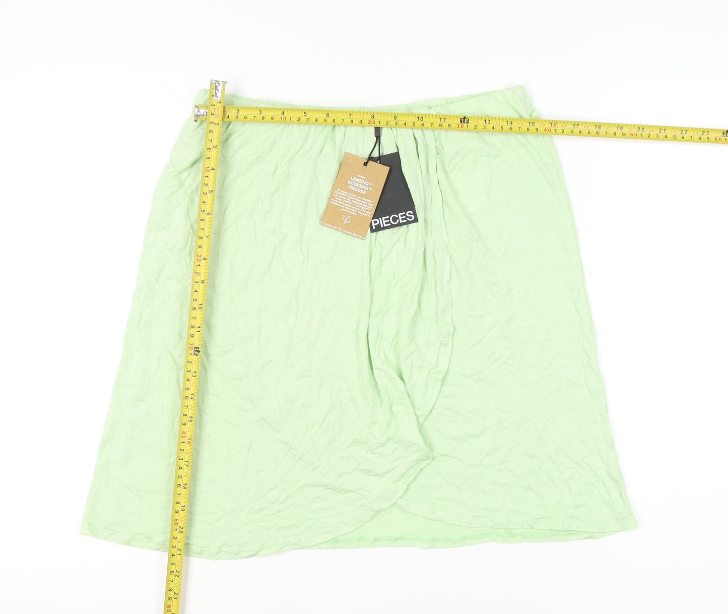 Pieces Women Green XL Knee Length Straight Pencil Skirt Viscose