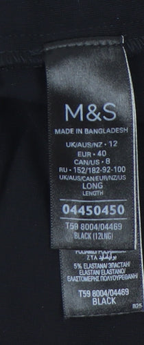 Marks and Spencer Women Black Size 12 Pencil Long Work Skirt