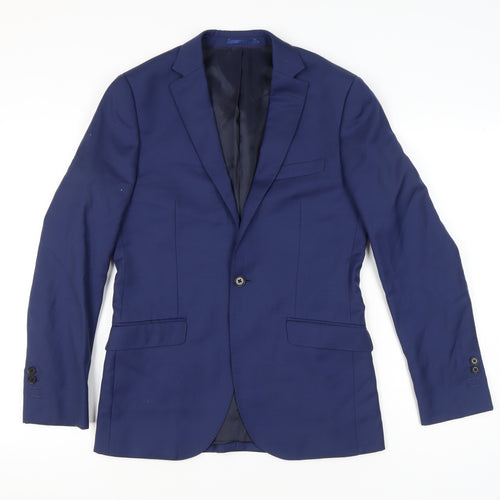Hawes & Curtis Men’s Royal Blue Wool Extra Slim Fit Blazer Jacket 36R