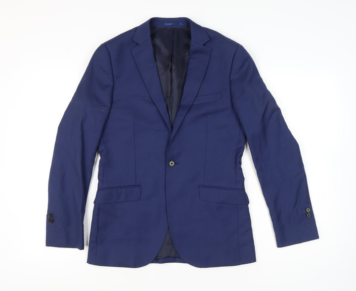 Hawes & Curtis Men’s Royal Blue Wool Extra Slim Fit Blazer Jacket 36R
