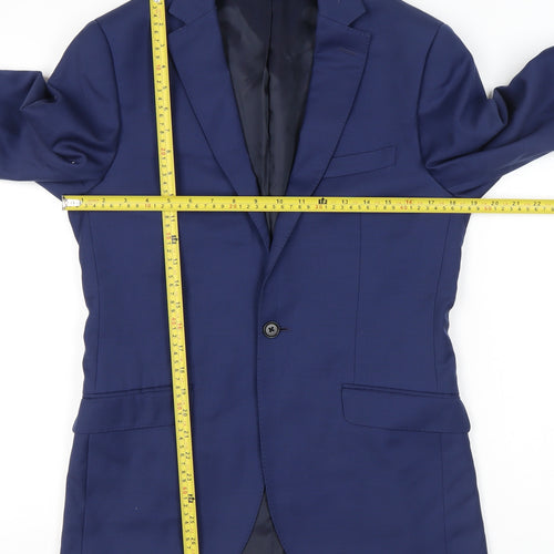 Hawes & Curtis Men’s Royal Blue Wool Extra Slim Fit Blazer Jacket 36R