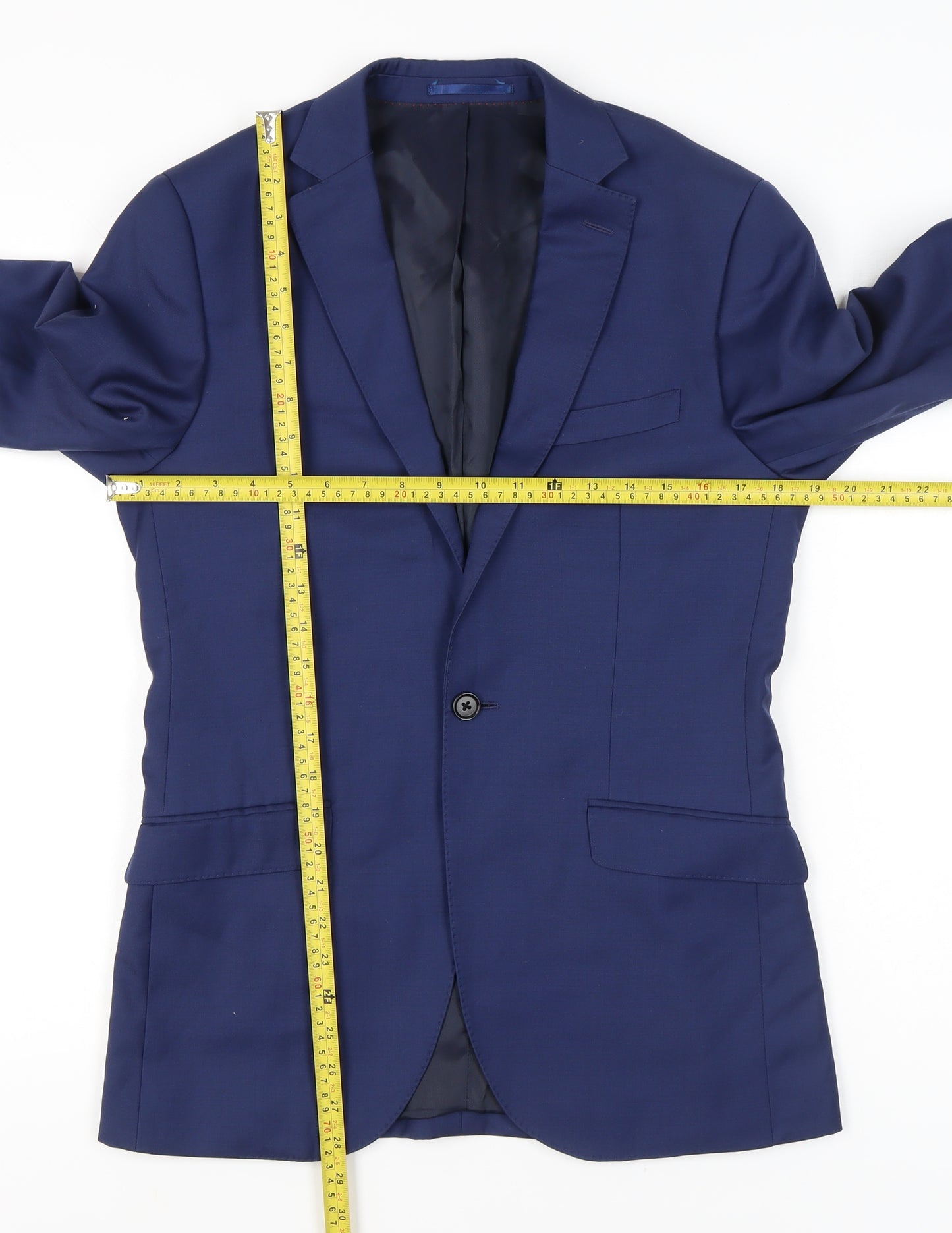 Hawes & Curtis Men’s Royal Blue Wool Extra Slim Fit Blazer Jacket 36R