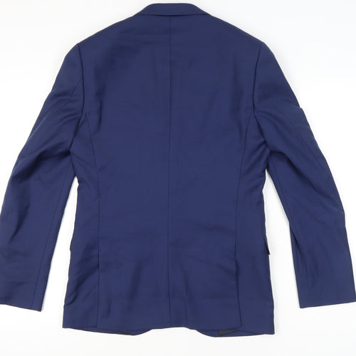 Hawes & Curtis Men’s Royal Blue Wool Extra Slim Fit Blazer Jacket 36R