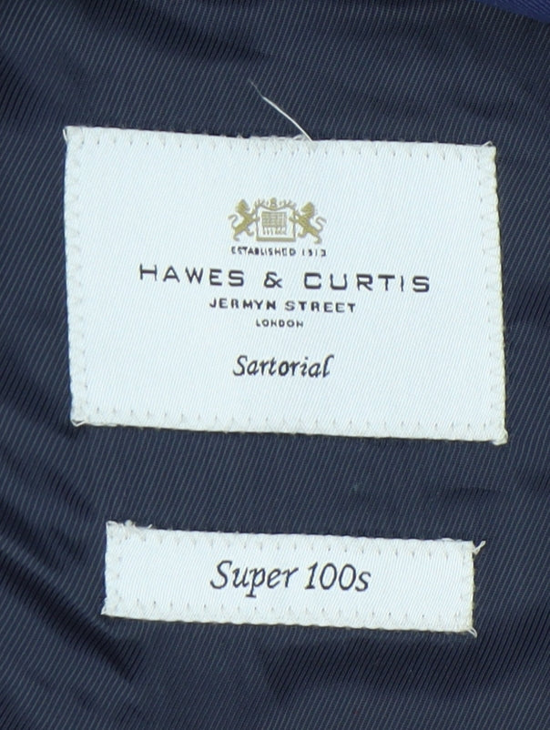 Hawes & Curtis Men’s Royal Blue Wool Extra Slim Fit Blazer Jacket 36R
