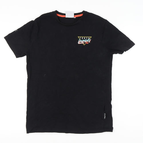 Tokyo Laundry Men’s Black Retro Logo T-Shirt M Crew Neck Cotton