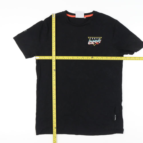 Tokyo Laundry Men’s Black Retro Logo T-Shirt M Crew Neck Cotton