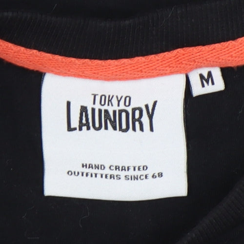 Tokyo Laundry Men’s Black Retro Logo T-Shirt M Crew Neck Cotton