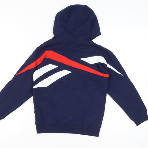 Reebok Boys Blue Pullover Hoodie Age 10-11 Years Cotton Logo Sportswear