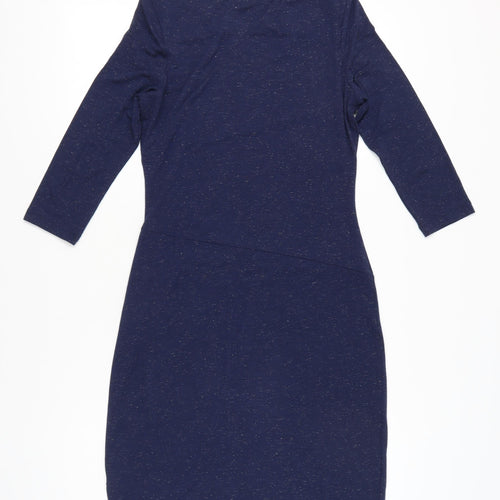 White Stuff Women's Blue Sheath Knee Length Dress UK 10 3/4 Sleeve