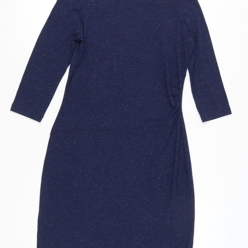 White Stuff Women's Blue Sheath Knee Length Dress UK 10 3/4 Sleeve