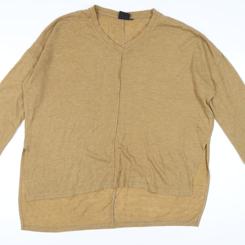 b.young Women’s Beige Pullover Jumper L V-Neck Long Sleeve Knit