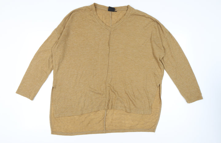 b.young Women’s Beige Pullover Jumper L V-Neck Long Sleeve Knit