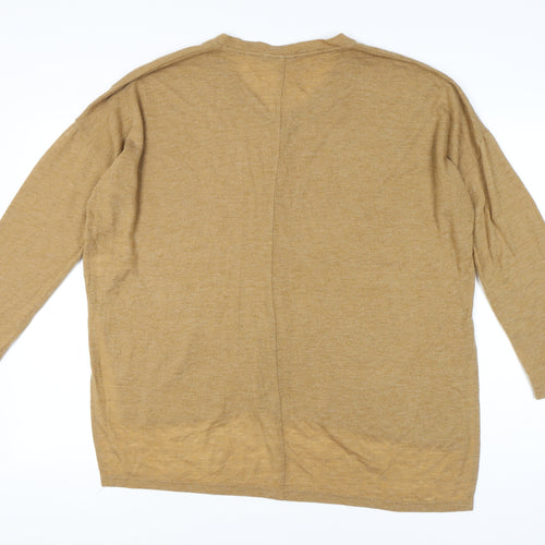 b.young Women’s Beige Pullover Jumper L V-Neck Long Sleeve Knit