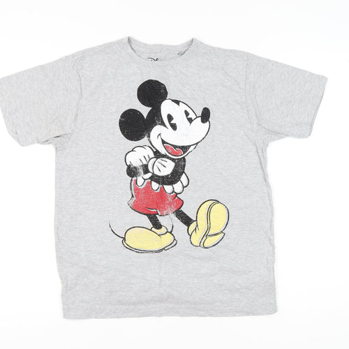 Disney Women’s Grey Mickey Mouse T-Shirt Size M Short Sleeve Cotton Blend