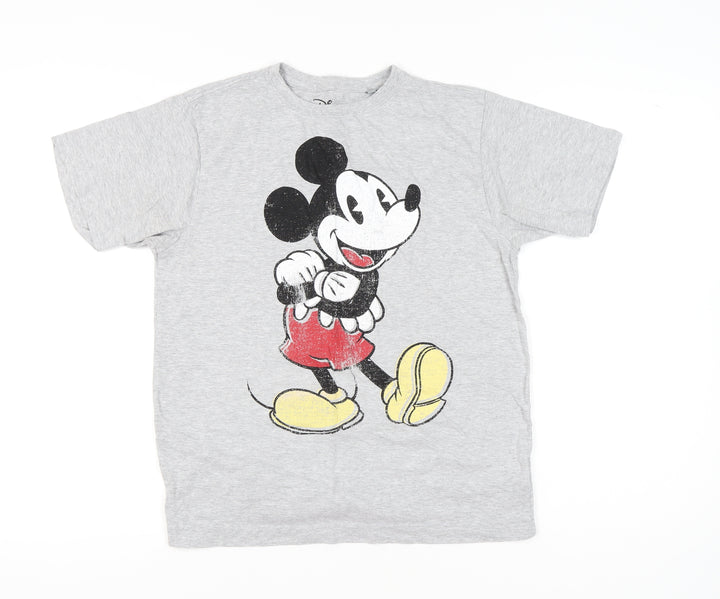 Disney Women’s Grey Mickey Mouse T-Shirt Size M Short Sleeve Cotton Blend