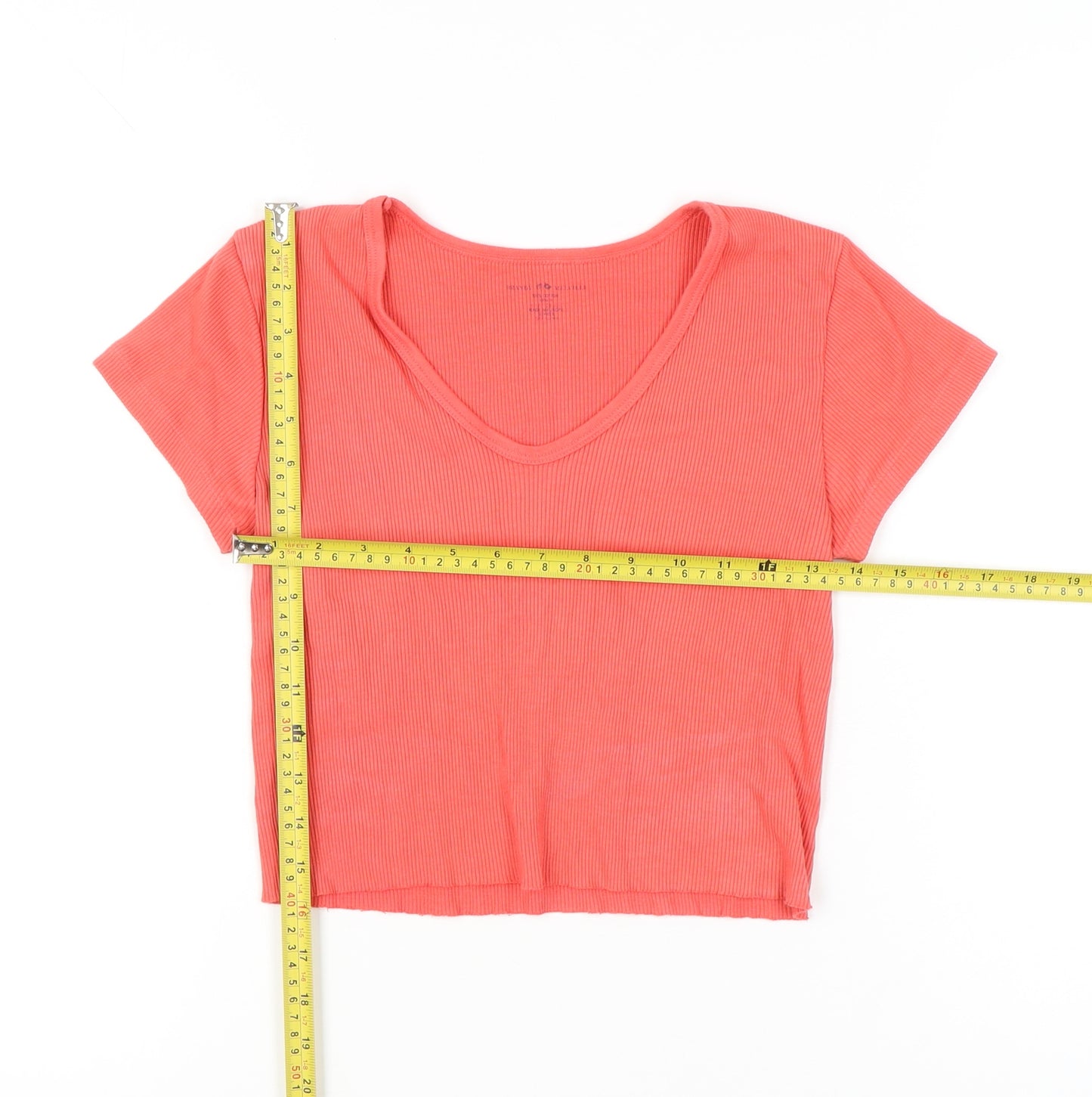 Brandy Melville Womens Pink Cropped V-Neck T-Shirt Size S