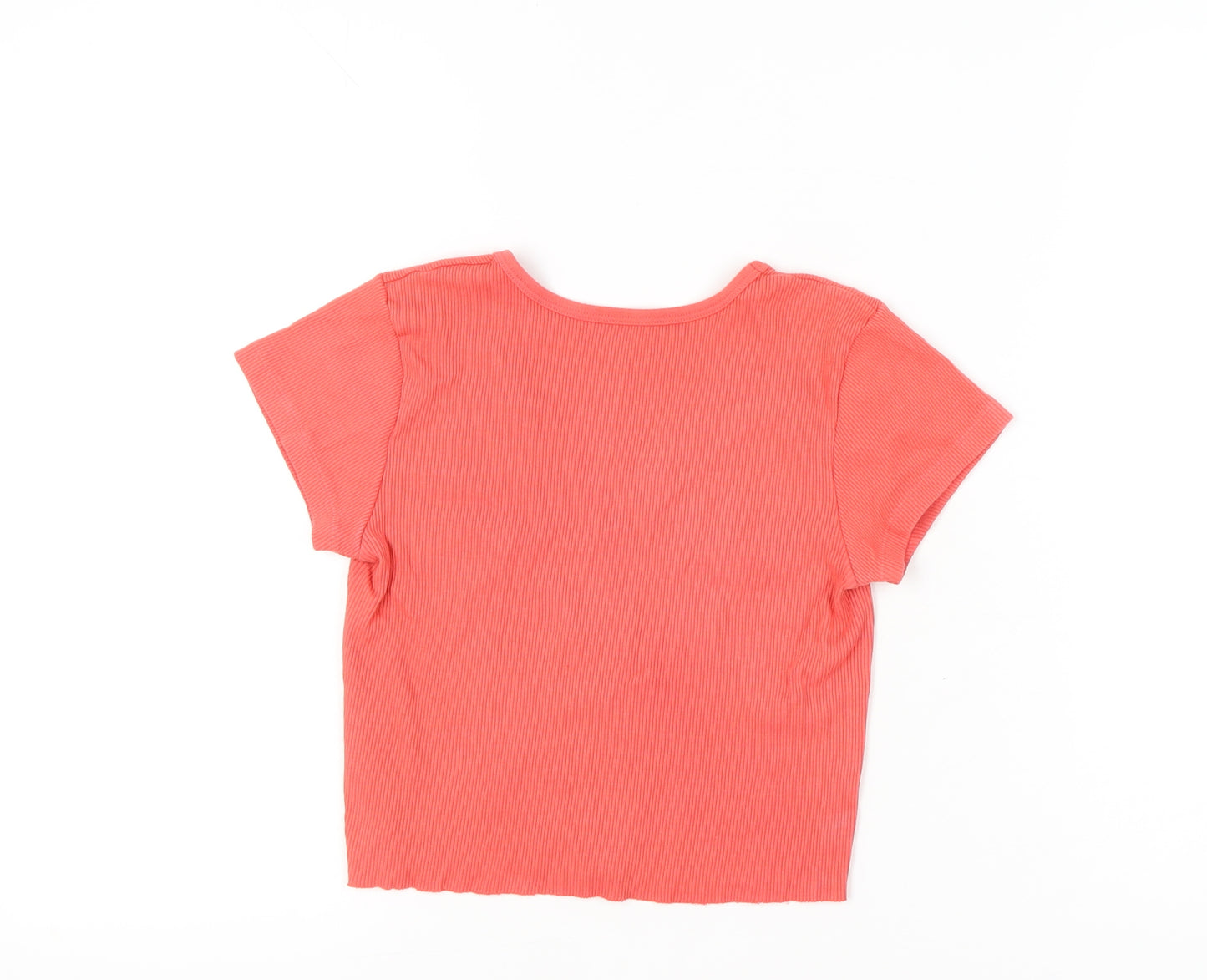 Brandy Melville Womens Pink Cropped V-Neck T-Shirt Size S