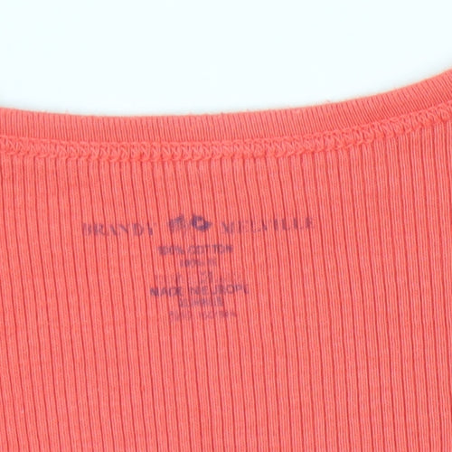 Brandy Melville Womens Pink Cropped V-Neck T-Shirt Size S
