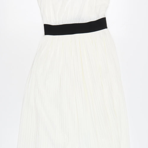 Zara Trafaluc Womens White Pleated Fit & Flare Dress Size 8