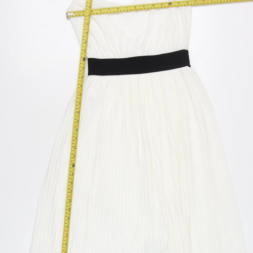 Zara Trafaluc Womens White Pleated Fit & Flare Dress Size 8