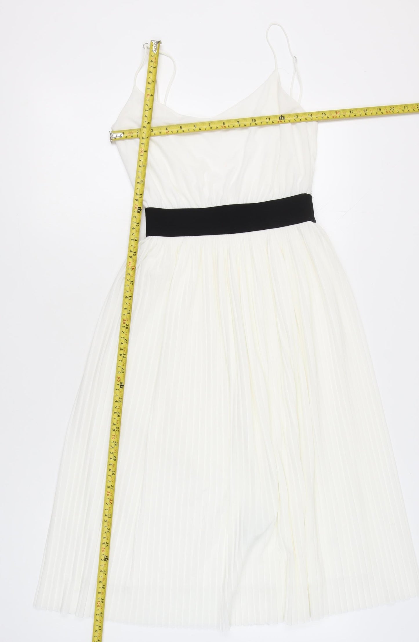 Zara Trafaluc Womens White Pleated Fit & Flare Dress Size 8