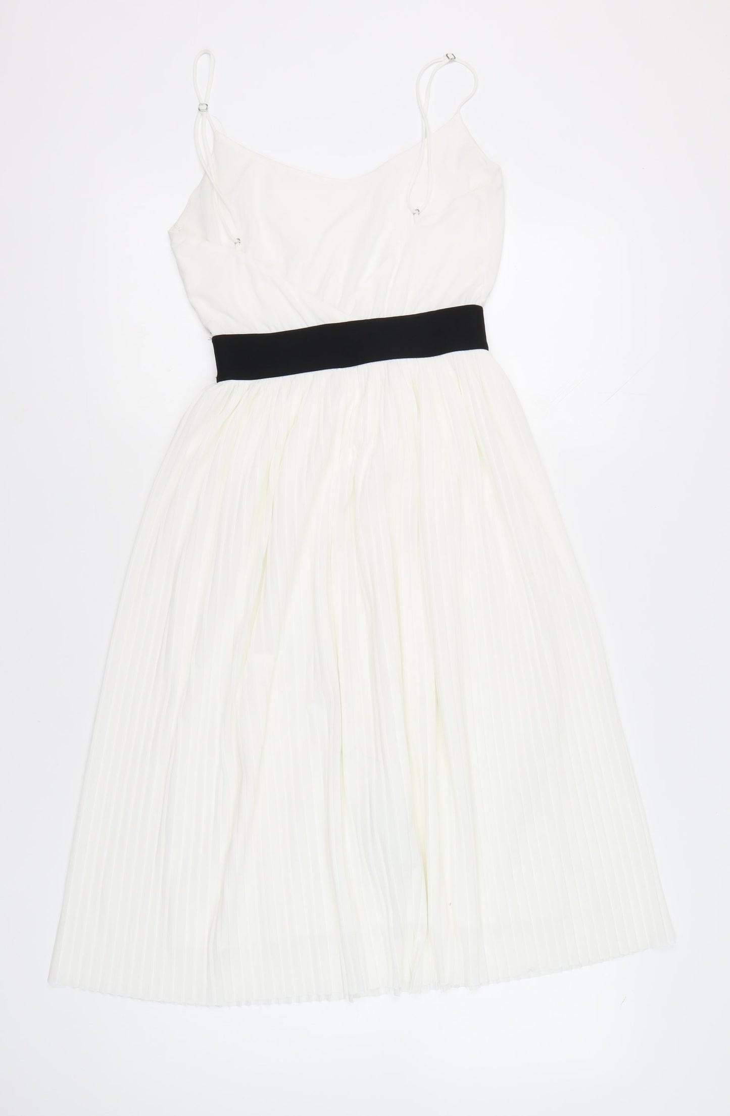 Zara Trafaluc Womens White Pleated Fit & Flare Dress Size 8