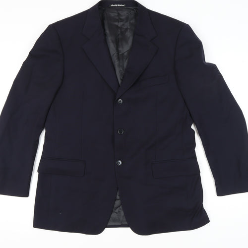 Sidi Men’s Blue Wool Blazer Jacket 42R Notch Lapel Classic Formal
