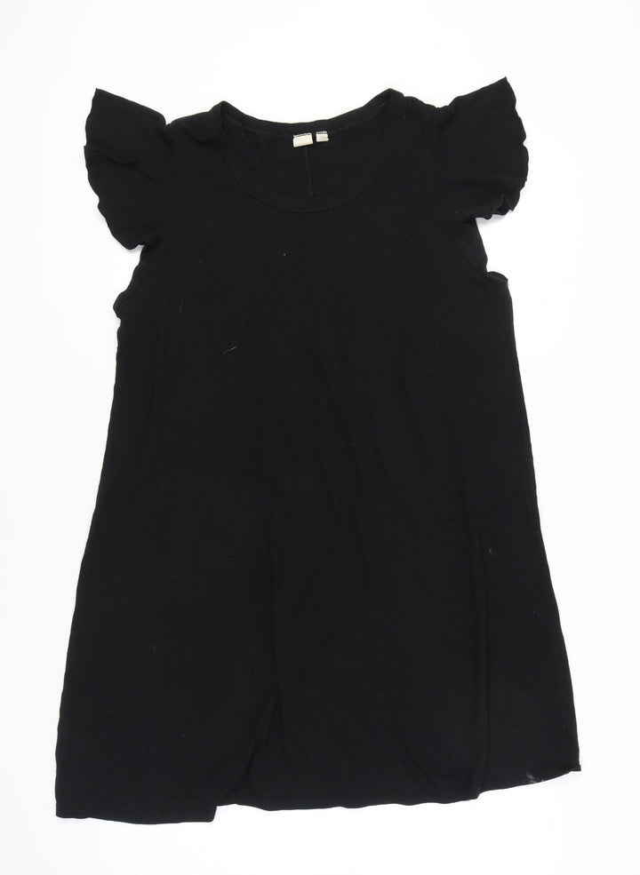 GAP Women’s Black Short Shift Dress L Flutter Sleeves