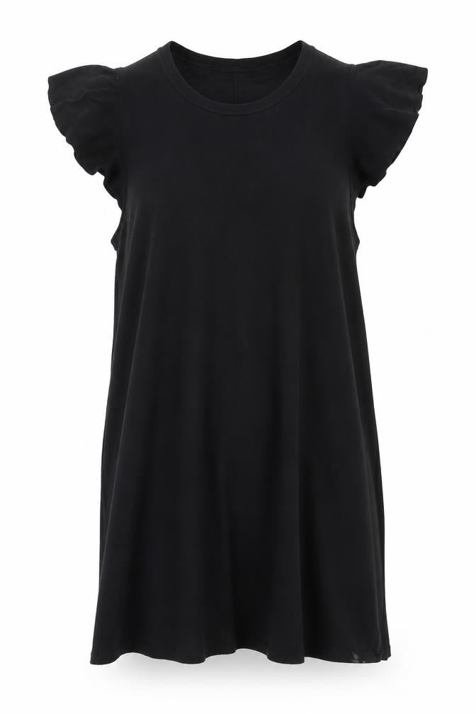 Front view of Gap Women’s Black Short Shift Dress L Flutter Sleeves