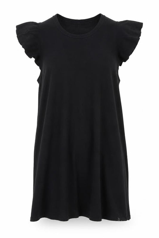 Front view of Gap Women’s Black Short Shift Dress L Flutter Sleeves