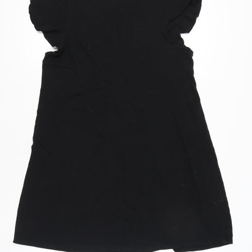 GAP Women’s Black Short Shift Dress L Flutter Sleeves