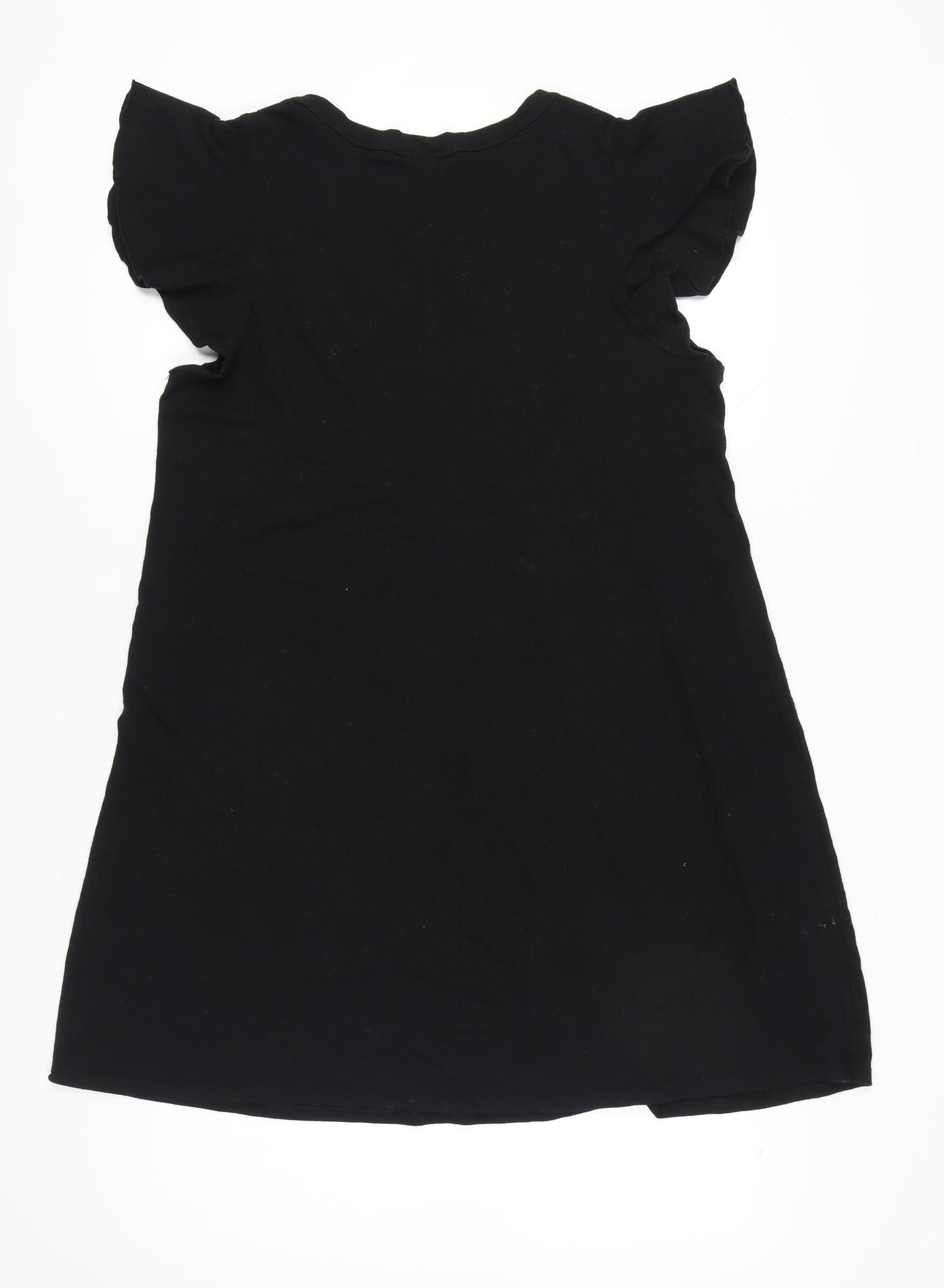 GAP Women’s Black Short Shift Dress L Flutter Sleeves