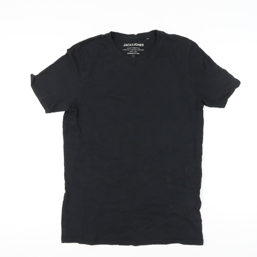 Jack & Jones Men’s Black Cotton Crew Neck Short Sleeve T-Shirt L
