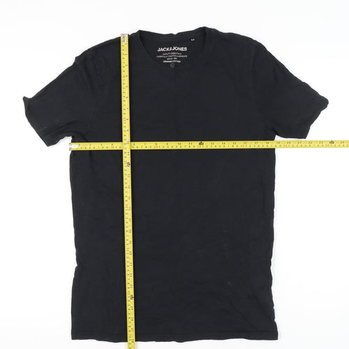 Jack & Jones Men’s Black Cotton Crew Neck Short Sleeve T-Shirt L