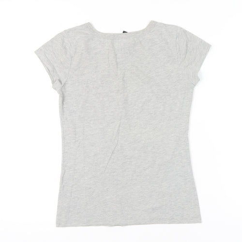 ONLY Womens Grey Peace Print Short Sleeve T-Shirt Size M