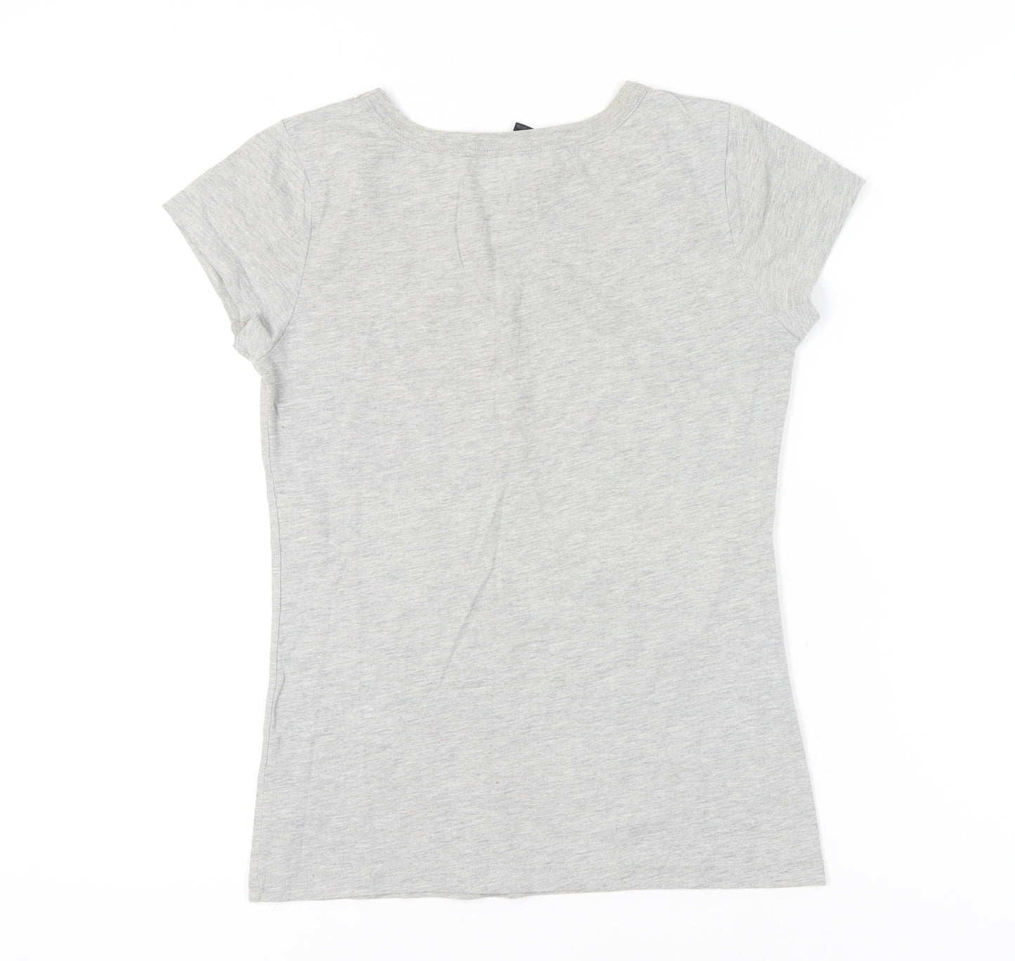 ONLY Womens Grey Peace Print Short Sleeve T-Shirt Size M