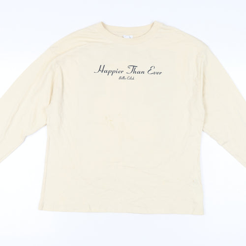 Zara Girls Beige Billie Eilish Long Sleeve Graphic T-Shirt 13-14Y