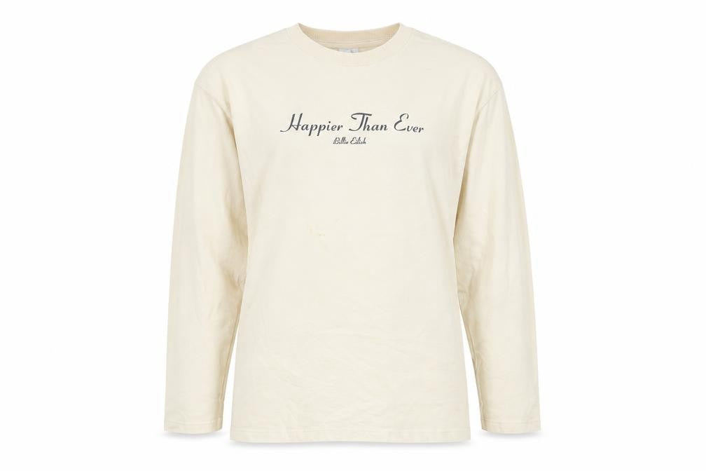 Zara Girls Beige Billie Eilish Long Sleeve Graphic T-Shirt 13-14Y