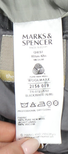 Marks and Spencer Mens Grey Wool Blazer Jacket 42R Medium Regular Fit