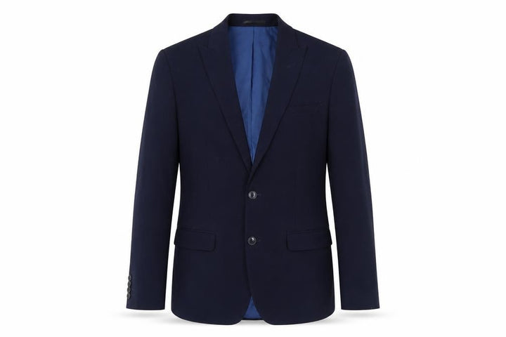 Front view of ONESIX5IVE5IVE Men’s Blue Slim Fit Blazer Jacket 36L