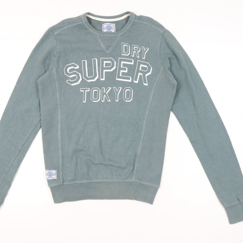 Superdry Women’s Blue Sweatshirt S Cotton Logo Print Crew Neck