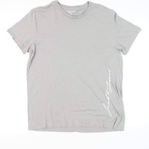 Jack & Jones Men's Grey 2XL Crew Neck Short Sleeve T-Shirt