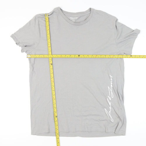 Jack & Jones Men's Grey 2XL Crew Neck Short Sleeve T-Shirt