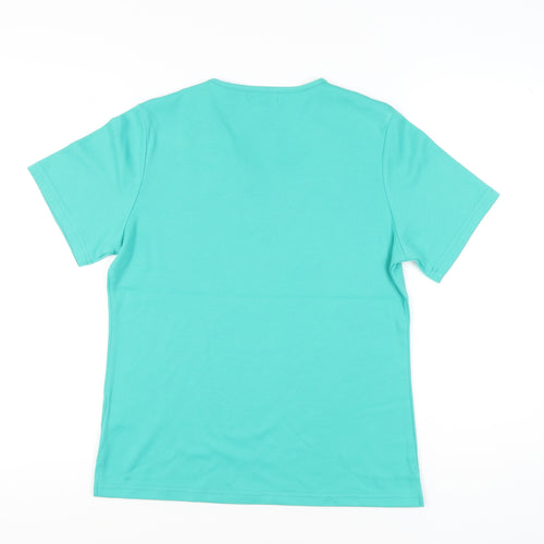Paramour Womens Green Crochet Neck Short Sleeve T-Shirt Size M