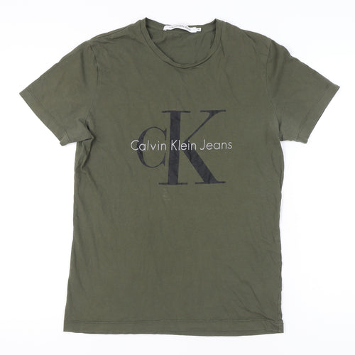 Calvin Klein Jeans Men's Green Medium Graphic Logo T-Shirt
