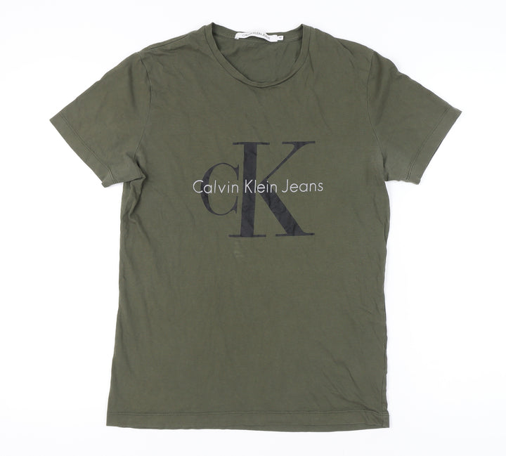 Calvin Klein Jeans Men's Green Medium Graphic Logo T-Shirt