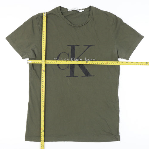 Calvin Klein Jeans Men's Green Medium Graphic Logo T-Shirt