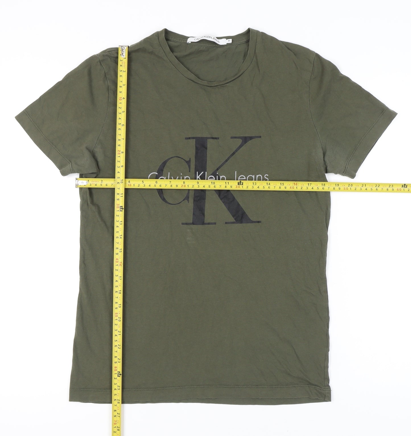 Calvin Klein Jeans Men's Green Medium Graphic Logo T-Shirt